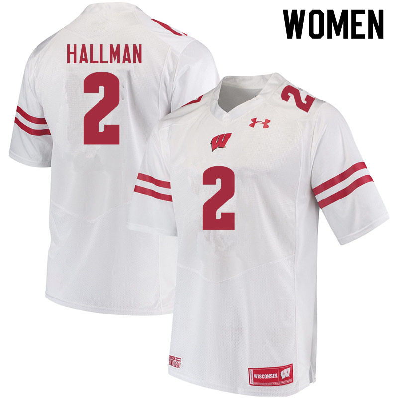 Women #2 Ricardo Hallman Wisconsin Badgers College Football Jerseys Sale-White